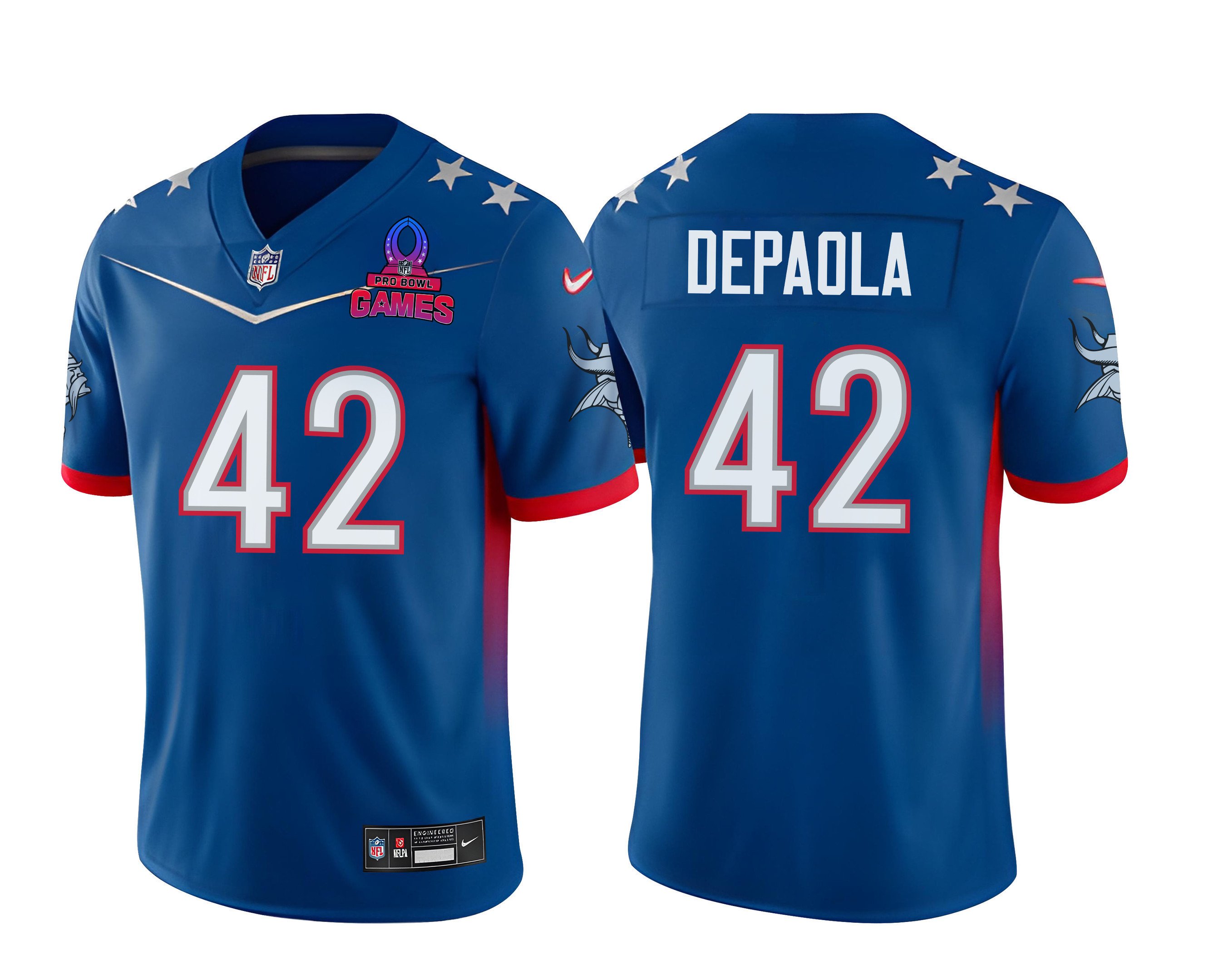 Countryhomegear Andrew DePaola 42 Minnesota Vikings Pro Bowl 2023 Patch Men Jersey – Blue