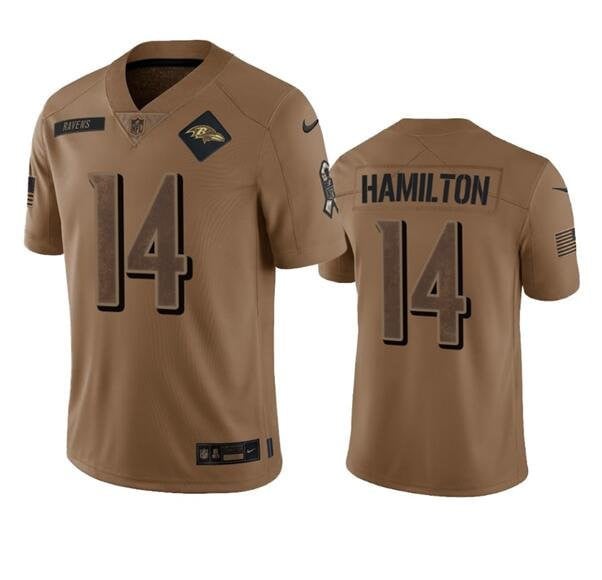 Countryhomegear Baltimore Ravens 14 Kyle Hamilton 2023 Salute To Service Jersey – Brown
