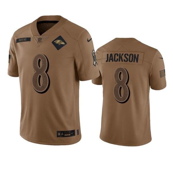 Countryhomegear Baltimore Ravens 8 Lamar Jackson 2023 Salute To Service Jersey – Brown