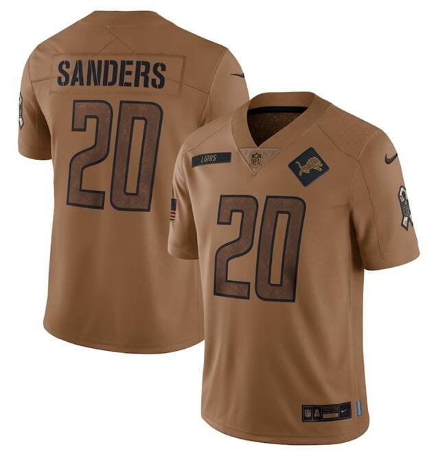 Countryhomegear Detroit Lions 20 Barry Sanders 2023 Salute To Service Jersey – Brown