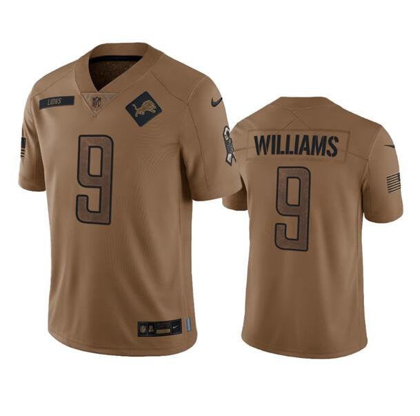 Countryhomegear Detroit Lions 9 Jameson Williams 2023 Salute To Service Jersey – Brown