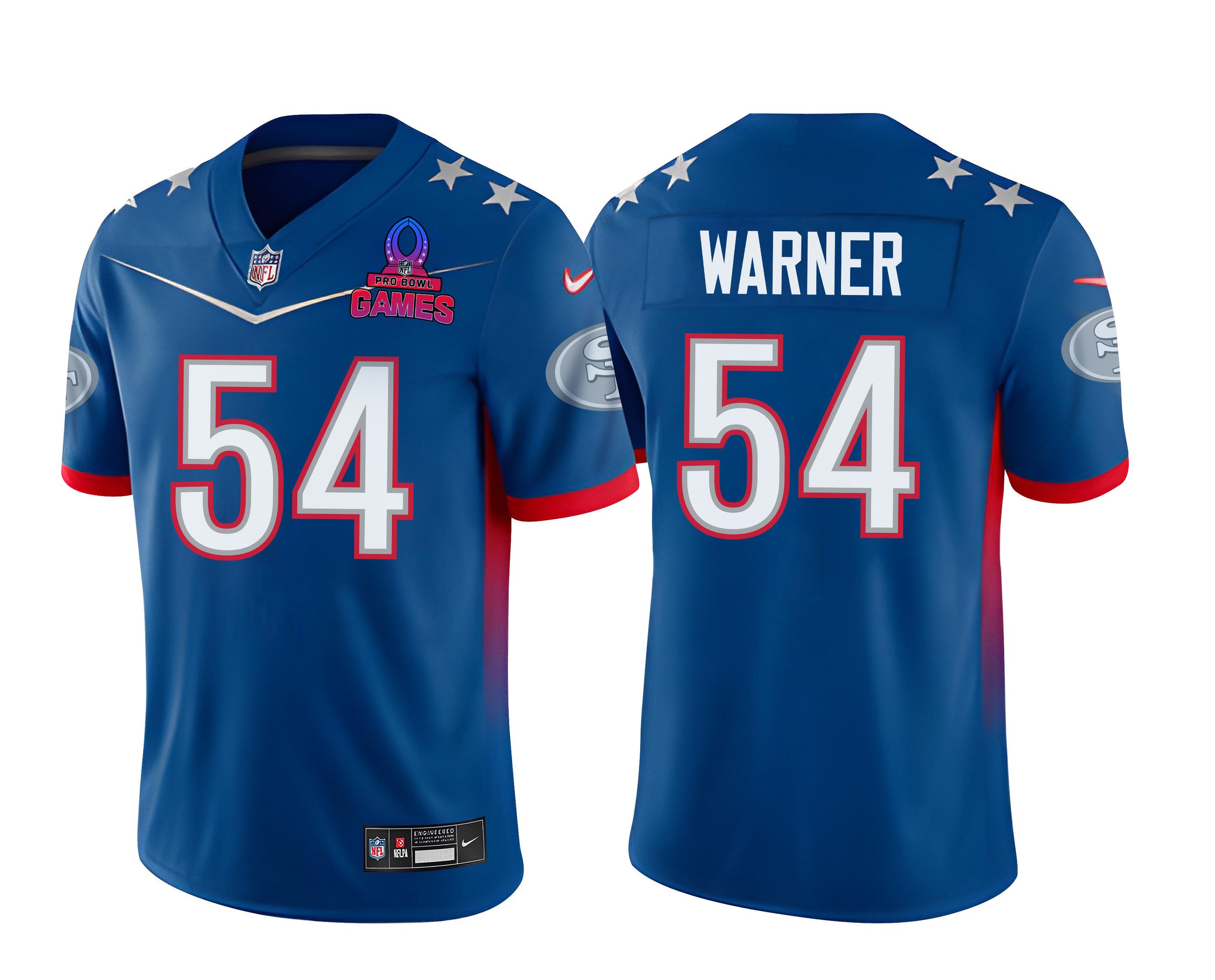 Countryhomegear Fred Warner 54 San Francisco 49ers Pro Bowl 2023 Patch Men Jersey – Blue