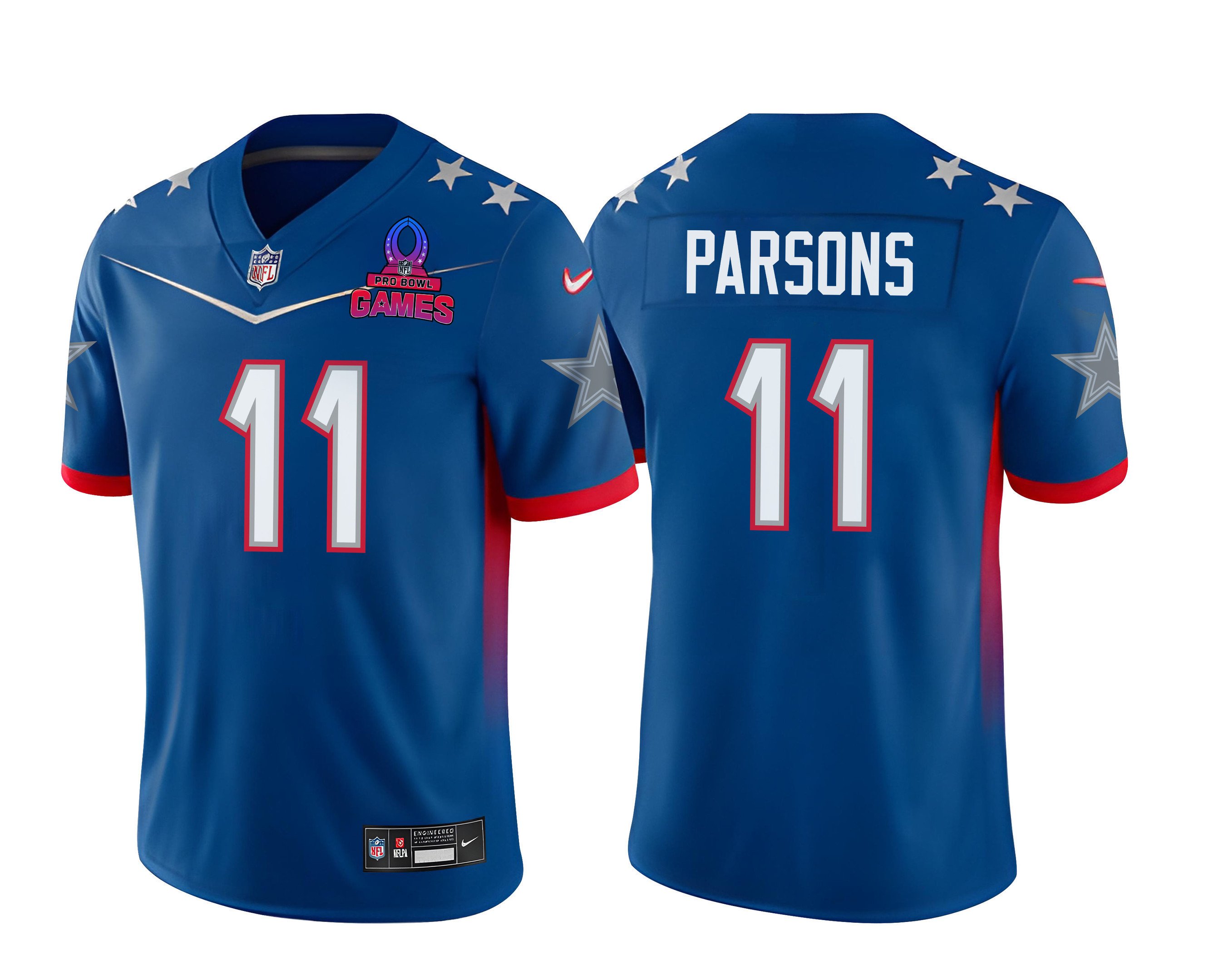 Countryhomegear Micah Parsons 11 Dallas Cowboys Pro Bowl 2023 Patch Men Jersey – Blue