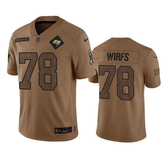 Countryhomegear Tampa Bay Buccaneers 78 Tristan Wirfs 2023 Salute To Service Jersey – Brown