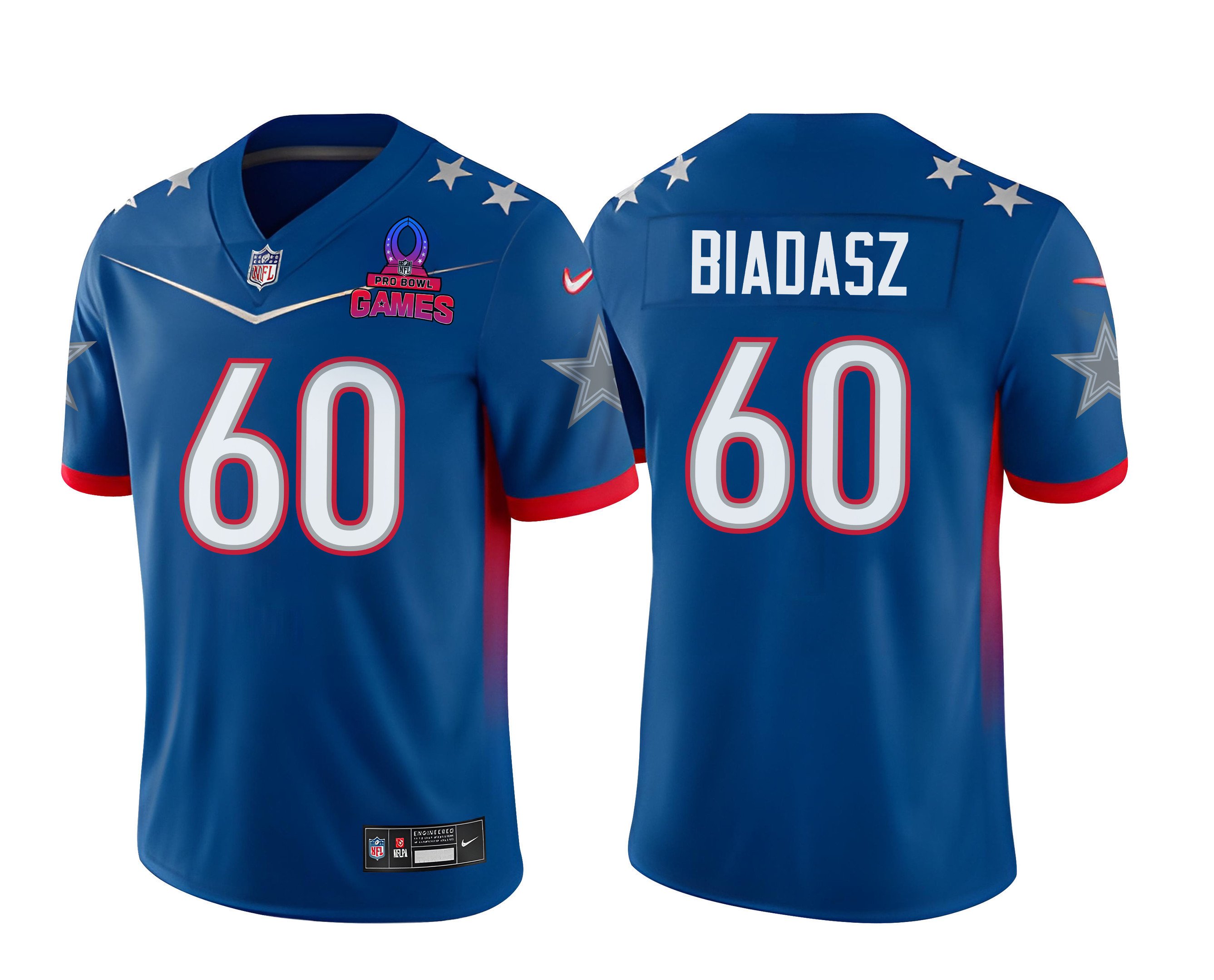 Countryhomegear Tyler Biadasz 60 Dallas Cowboys Pro Bowl 2023 Patch Men Jersey – Blue