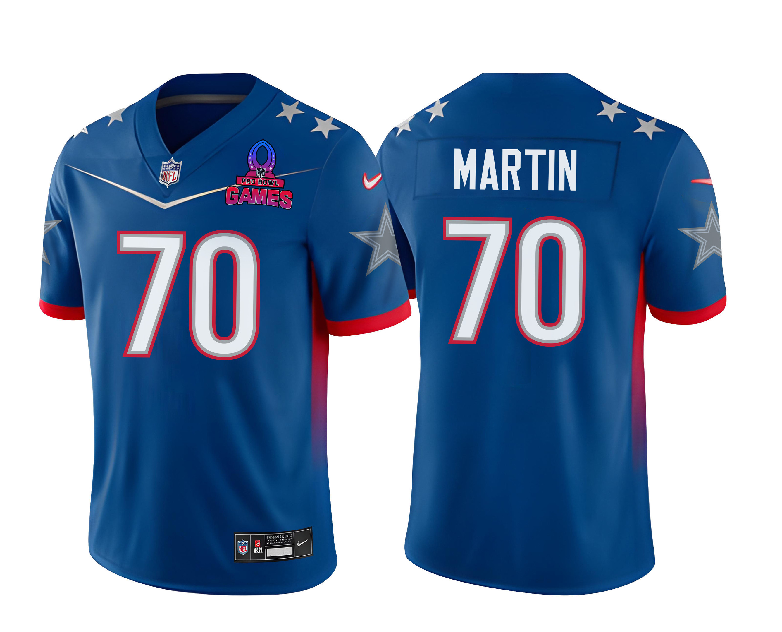 Countryhomegear Zack Martin 70 Dallas Cowboys Pro Bowl 2023 Patch Men Jersey – Blue