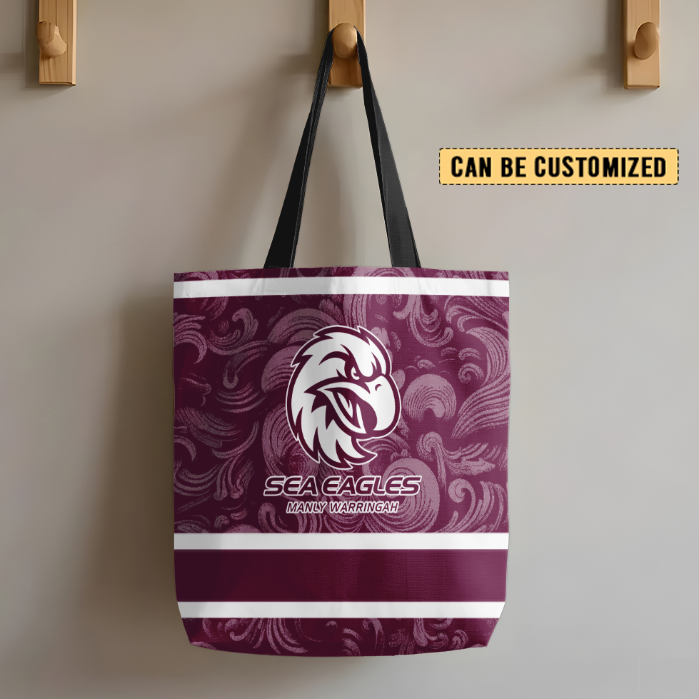 Aussiesmerch Manly Warringah Sea Eagles Personalized Tote Bags Gift For Fans