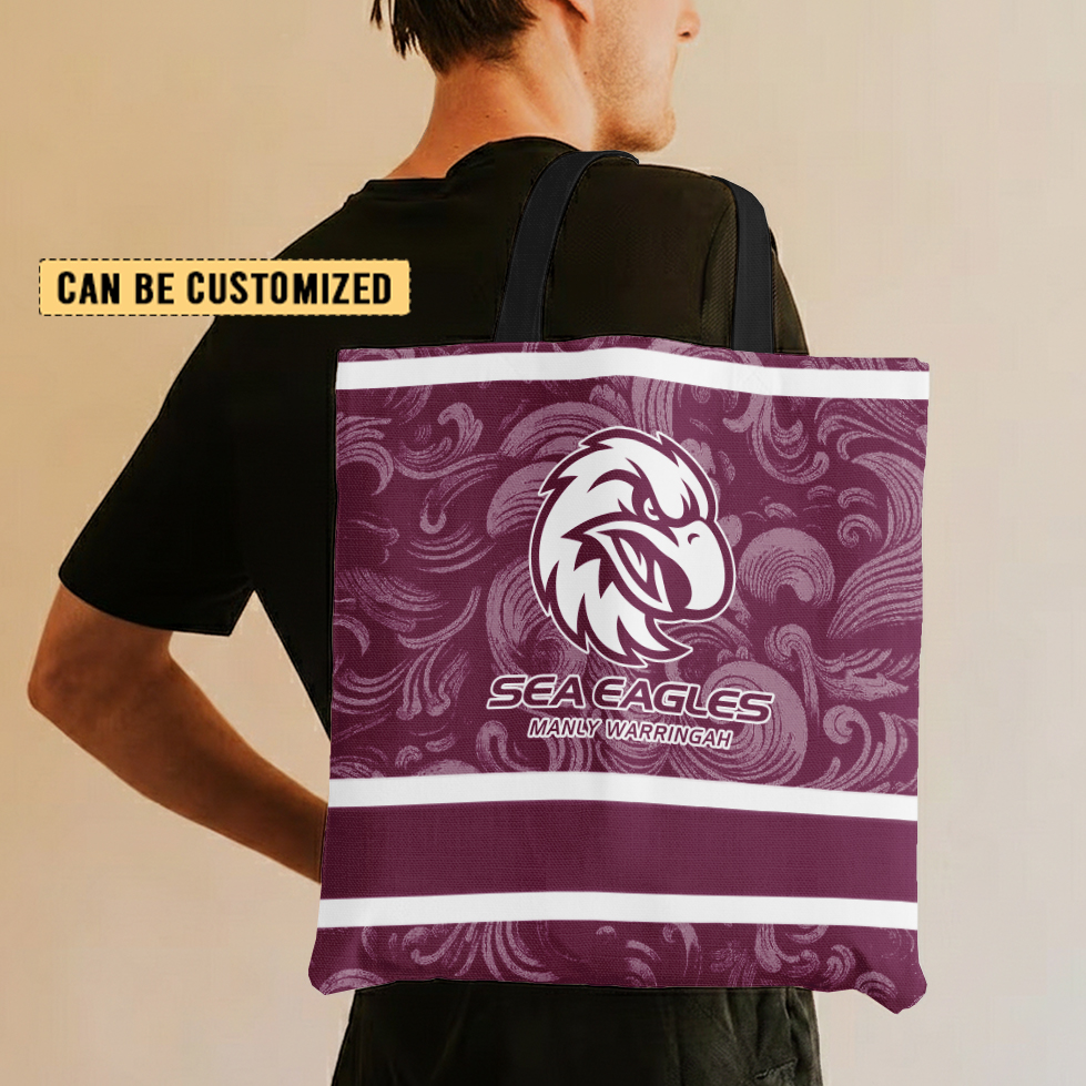 Aussiesmerch Manly Warringah Sea Eagles Personalized Tote Bags Gift For Fans