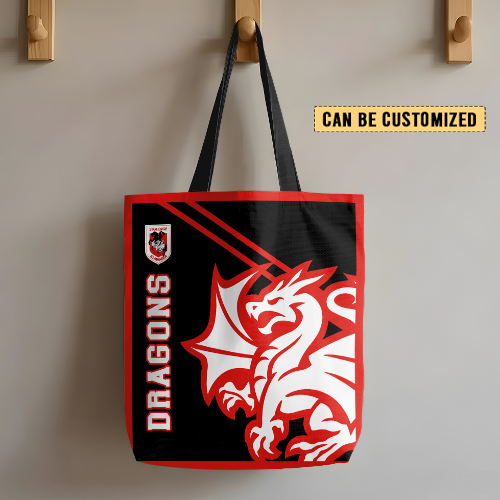 Aussiesmerch St. George Illawarra Dragons Personalized Tote Bags Gift For Fans