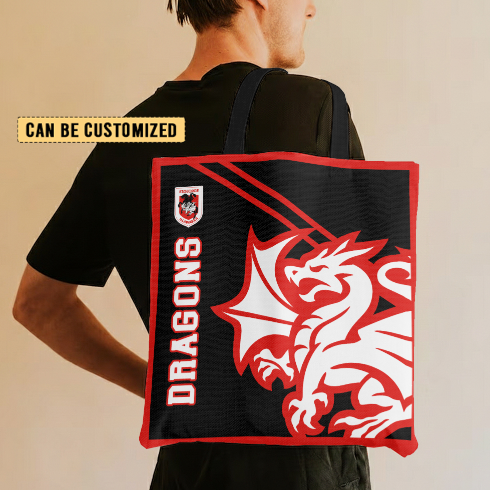 Aussiesmerch St. George Illawarra Dragons Personalized Tote Bags Gift For Fans