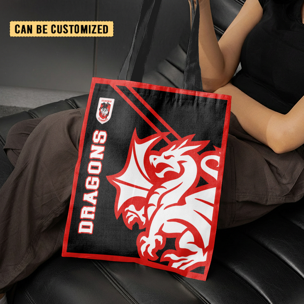 Aussiesmerch St. George Illawarra Dragons Personalized Tote Bags Gift For Fans