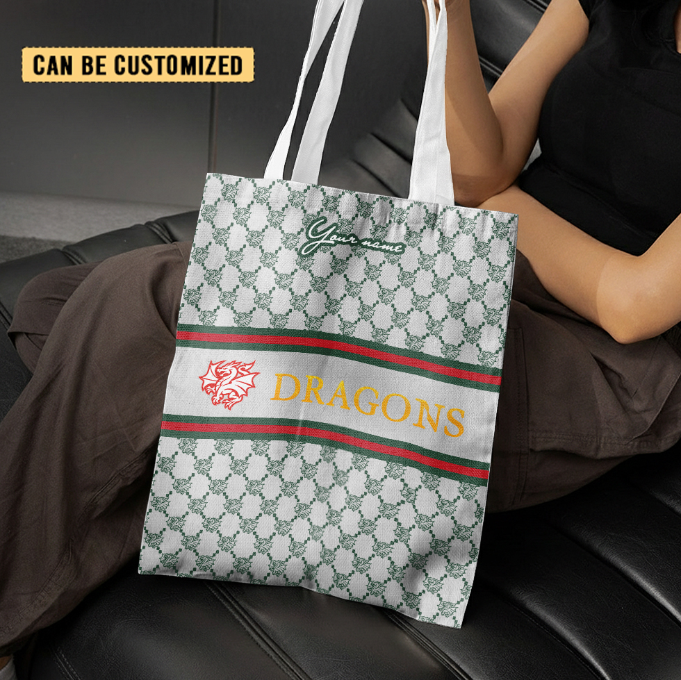 Aussiesmerch St. George Illawarra Dragons Personalized Tote Bags Gift For Fans