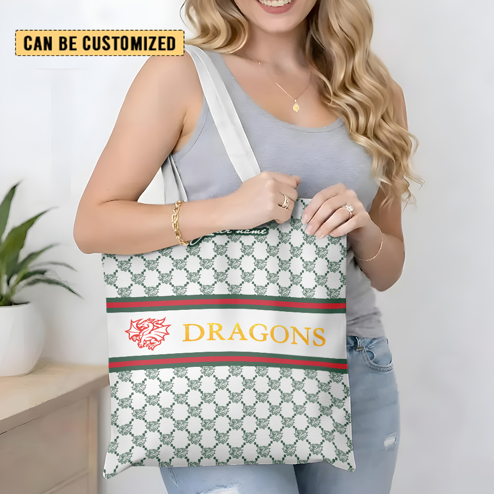Aussiesmerch St. George Illawarra Dragons Personalized Tote Bags Gift For Fans
